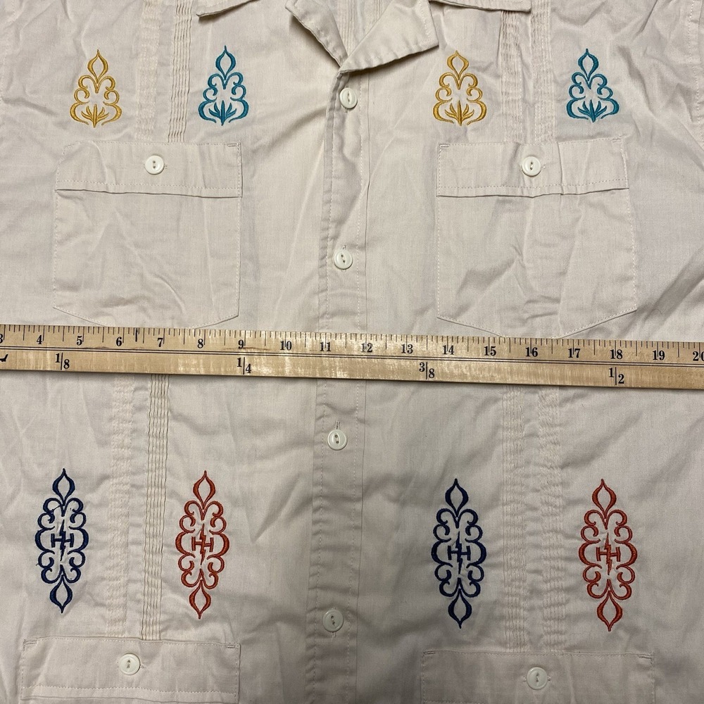 Howler Bros Guayabera Shirt Mens Large Beige Embroidered South Western Hermanos - Picture 9 of 11